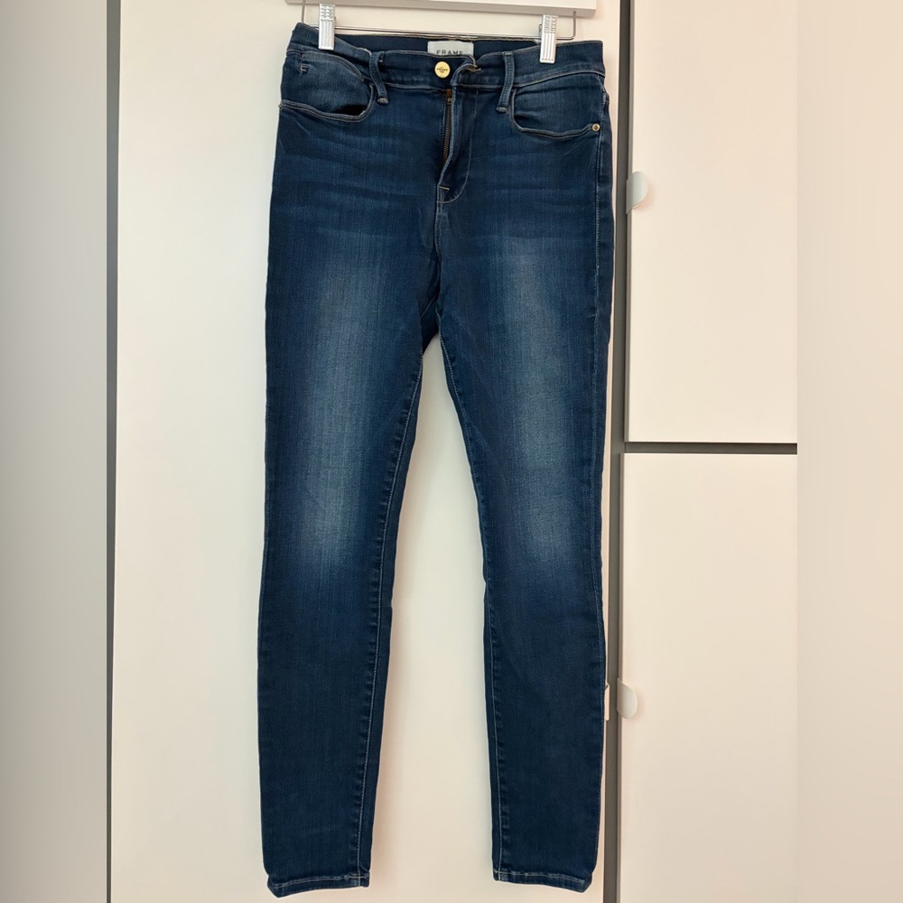 Frame Denim Women's Skinny Jeans in Dark Blue